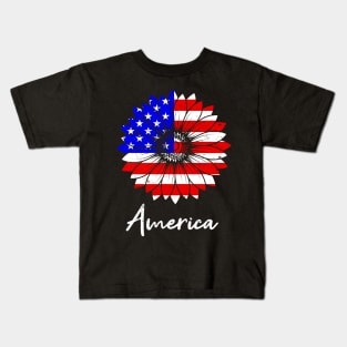 America USA Sun Flower Gift Kids T-Shirt